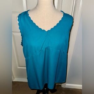 Papermoon Stitch Fix blue scalloped tank top XL